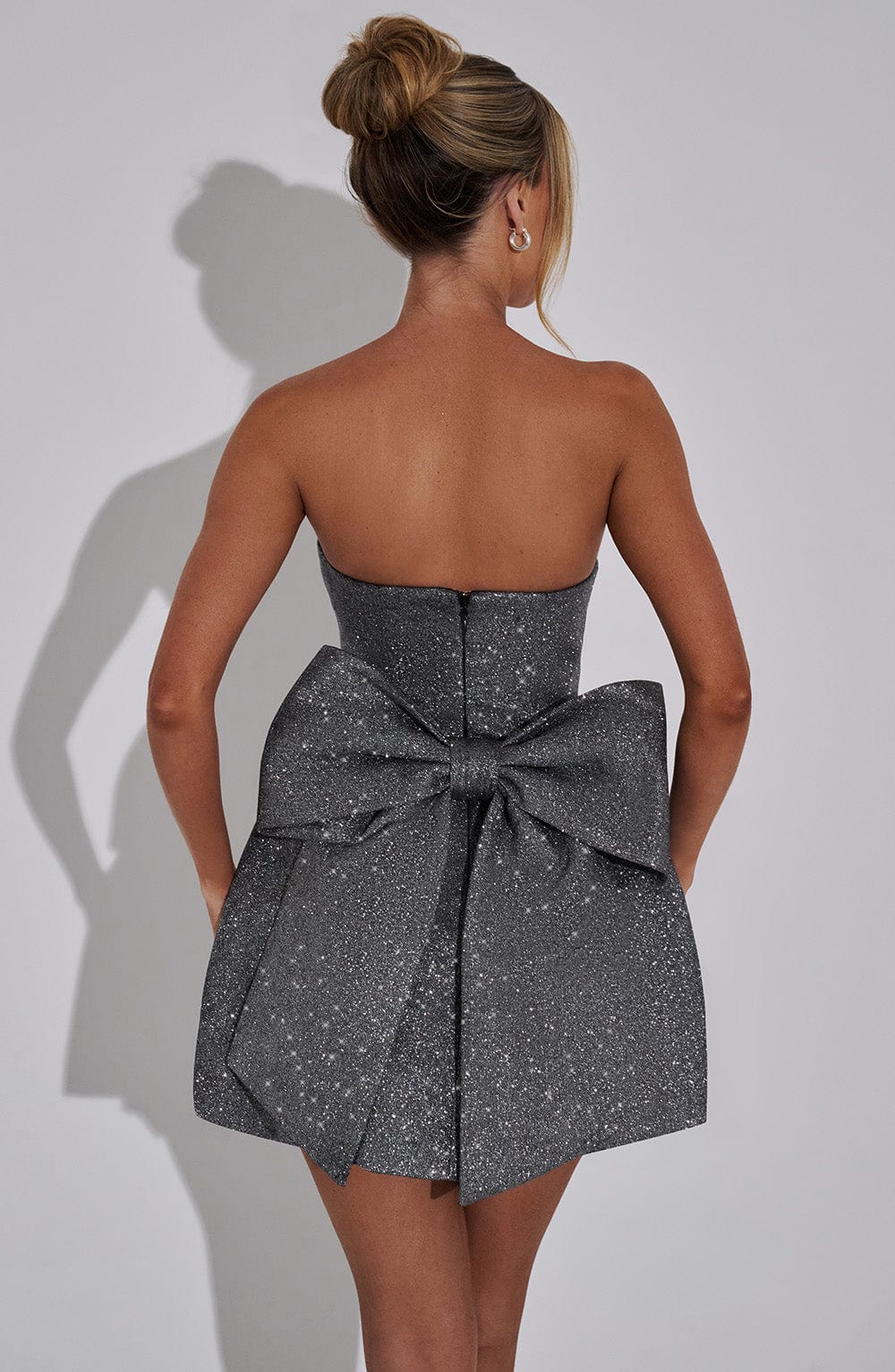 Elyse™ | Glitter Bow Mini Dress